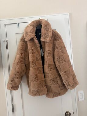 Apparis Teddy Faux Fur Jacket in Camel Brown